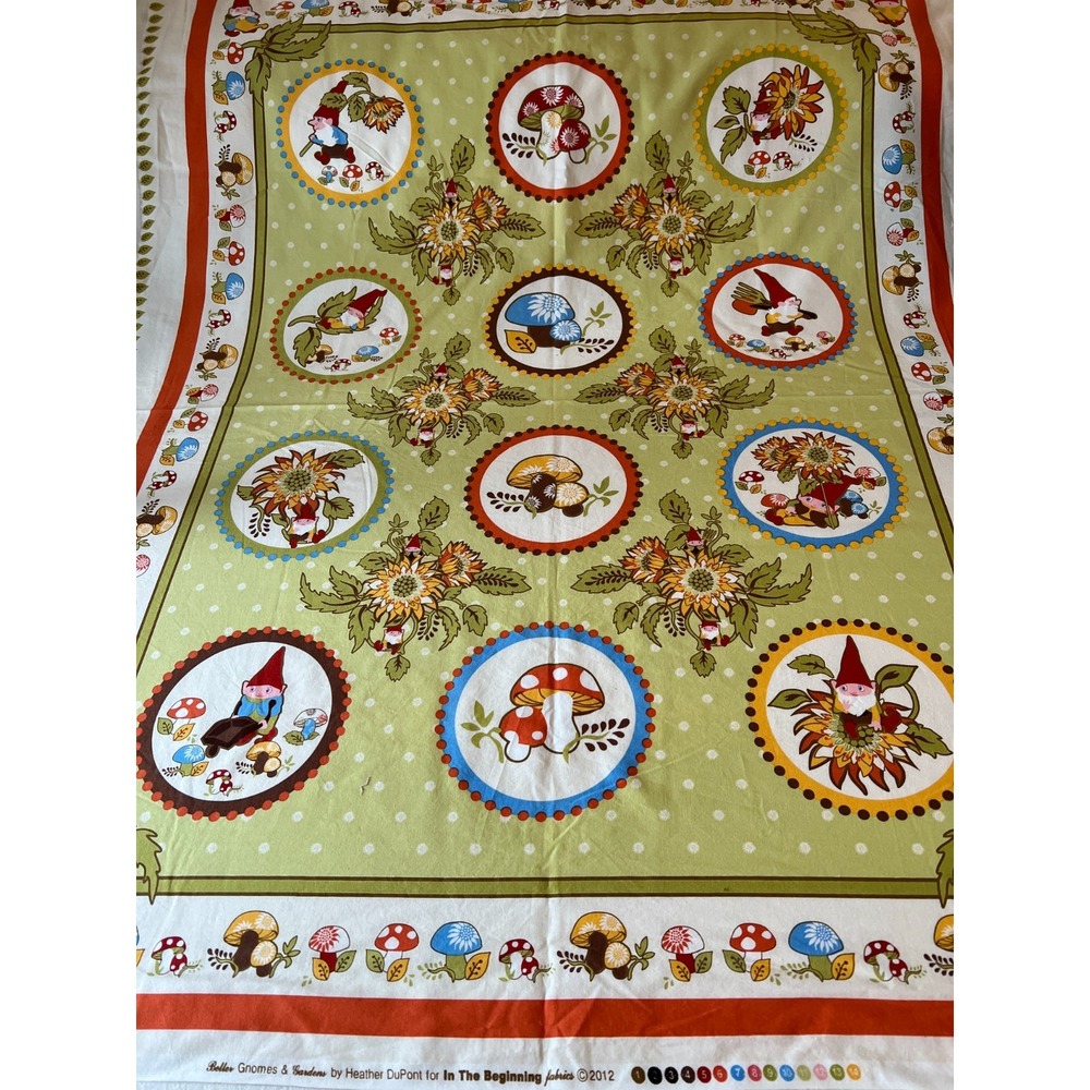Fabric OOP Better Gnomes and Gardens Designer Heather DuPont Washed Cotton 34x43